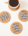 Cork Coasters | Mackerel Blue