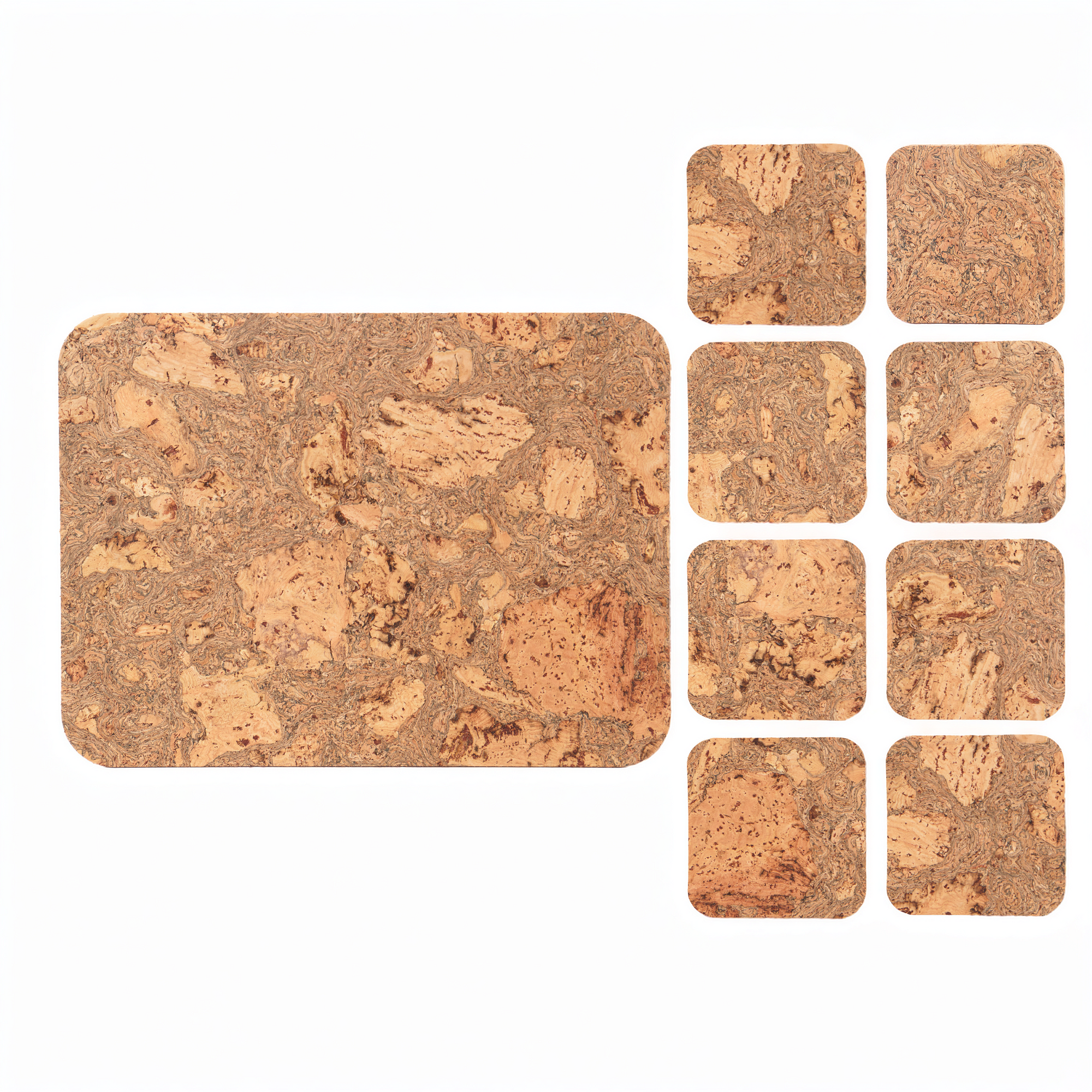 Natural Cork Placemats &amp; Coasters | Rectangle S/8