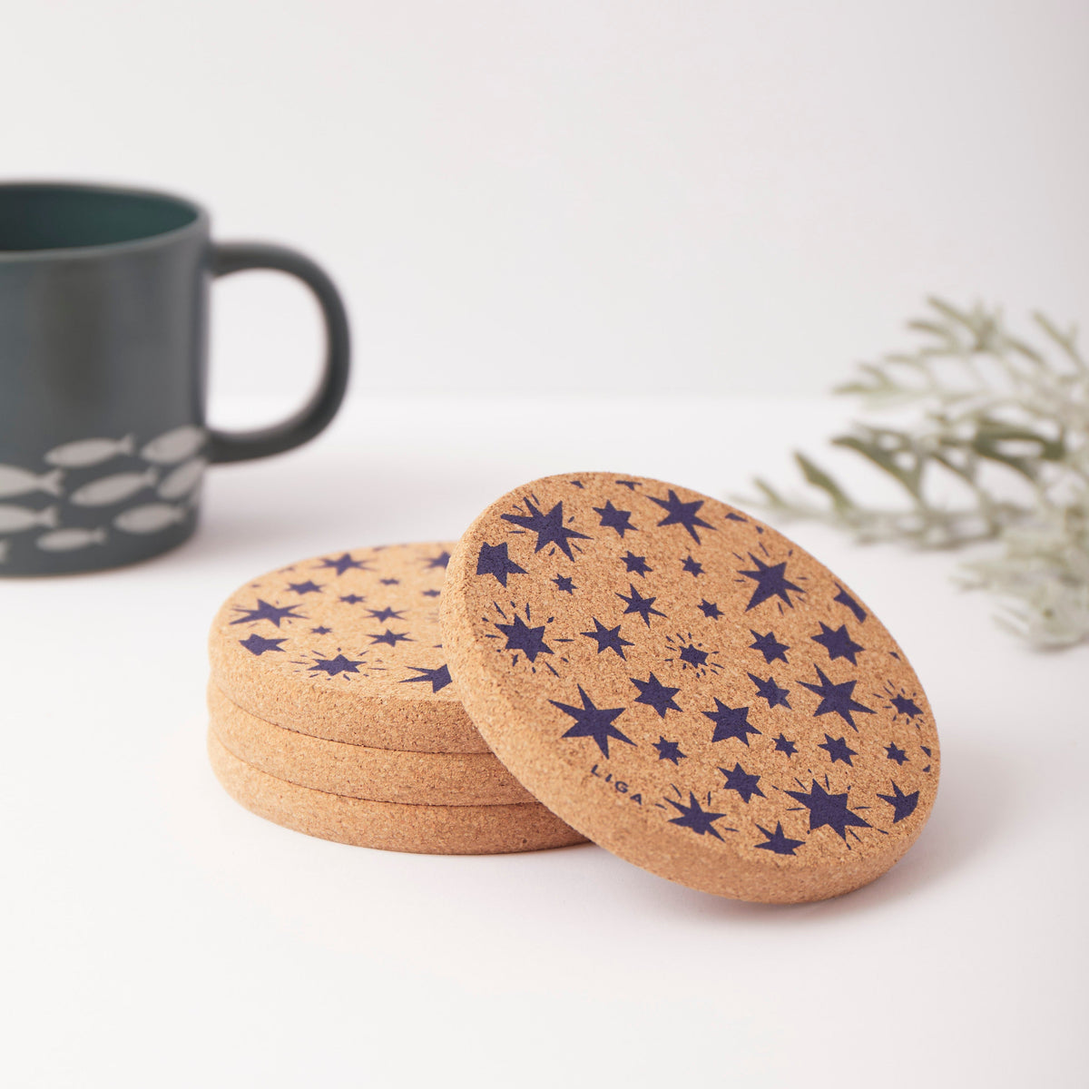 Cork Coaster - Stars Navy