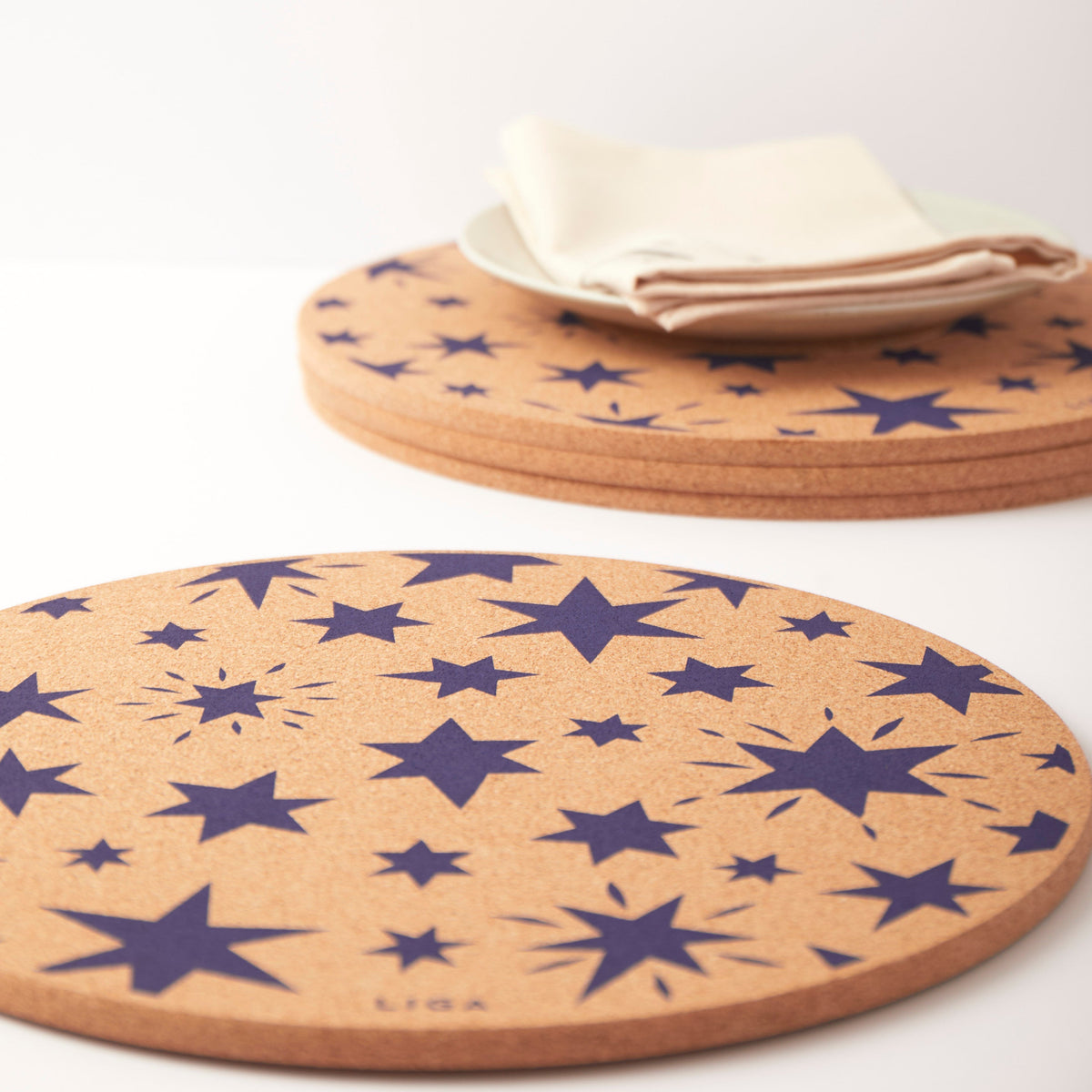 Cork Placemat - Stars Navy