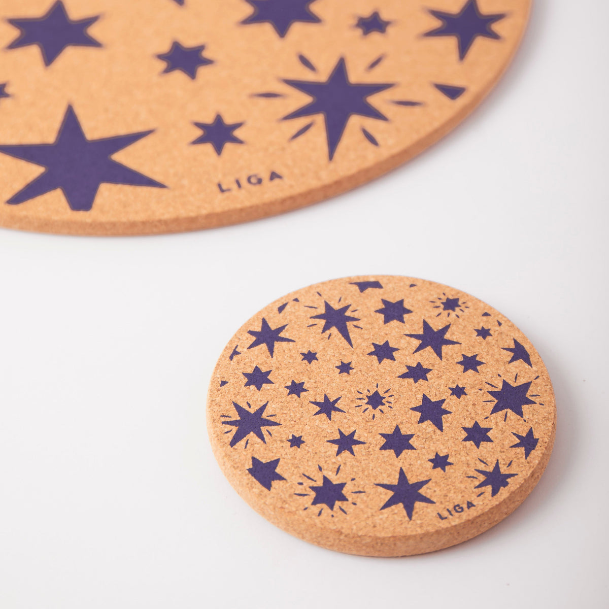 Cork Coaster - Stars Navy