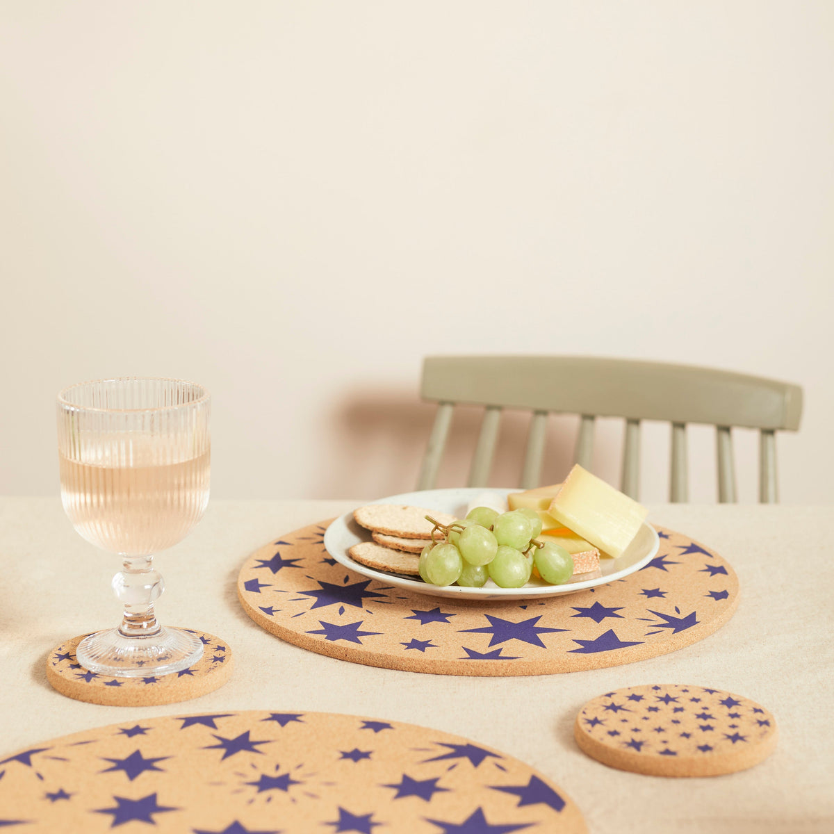 Cork Placemat - Stars Navy