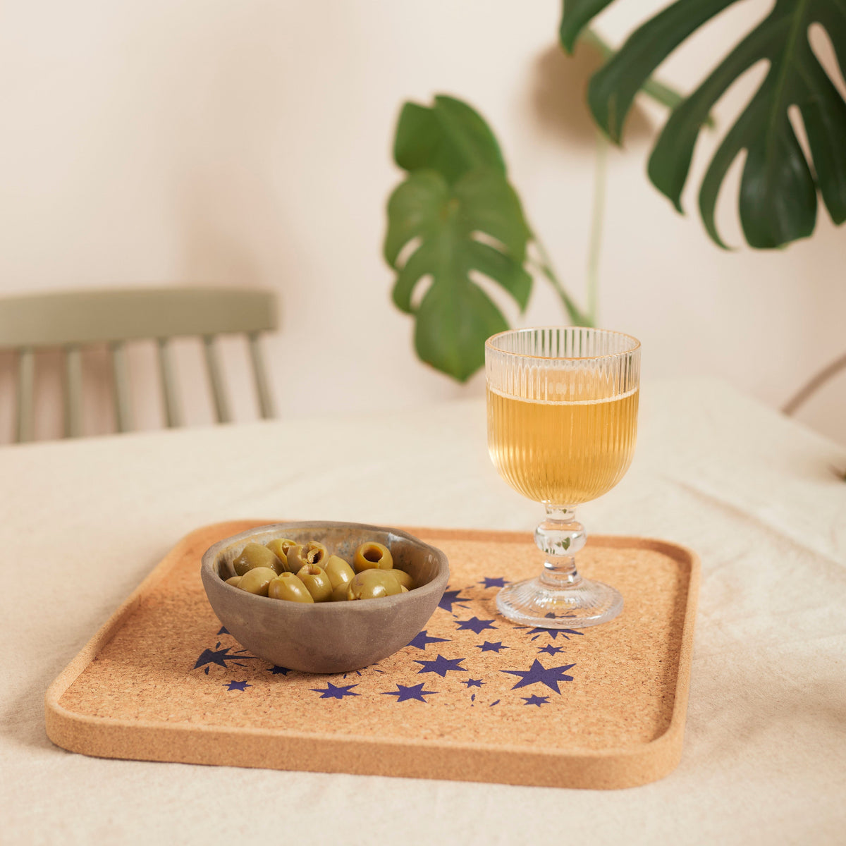Eco Cork Tray | Stars Navy