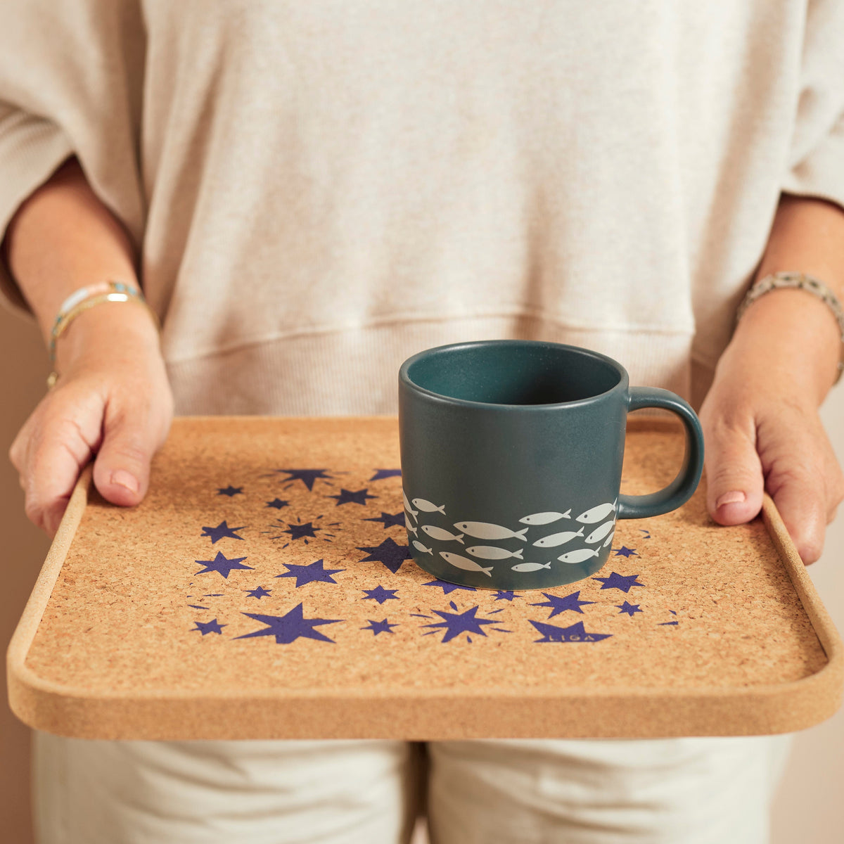 Eco Cork Tray | Stars Navy