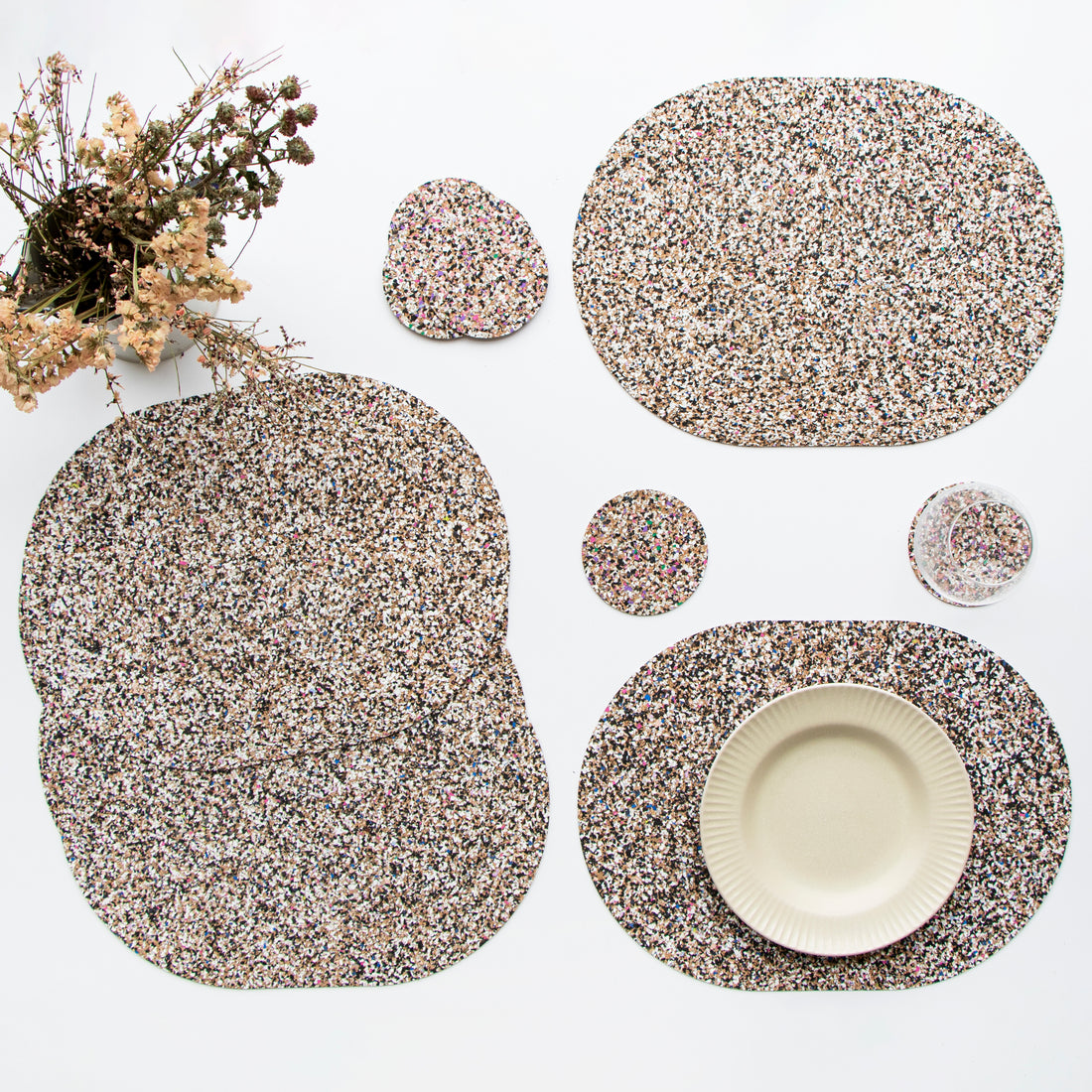 Set of 6 Beach Clean Placemats + Coasters | Oval + Round