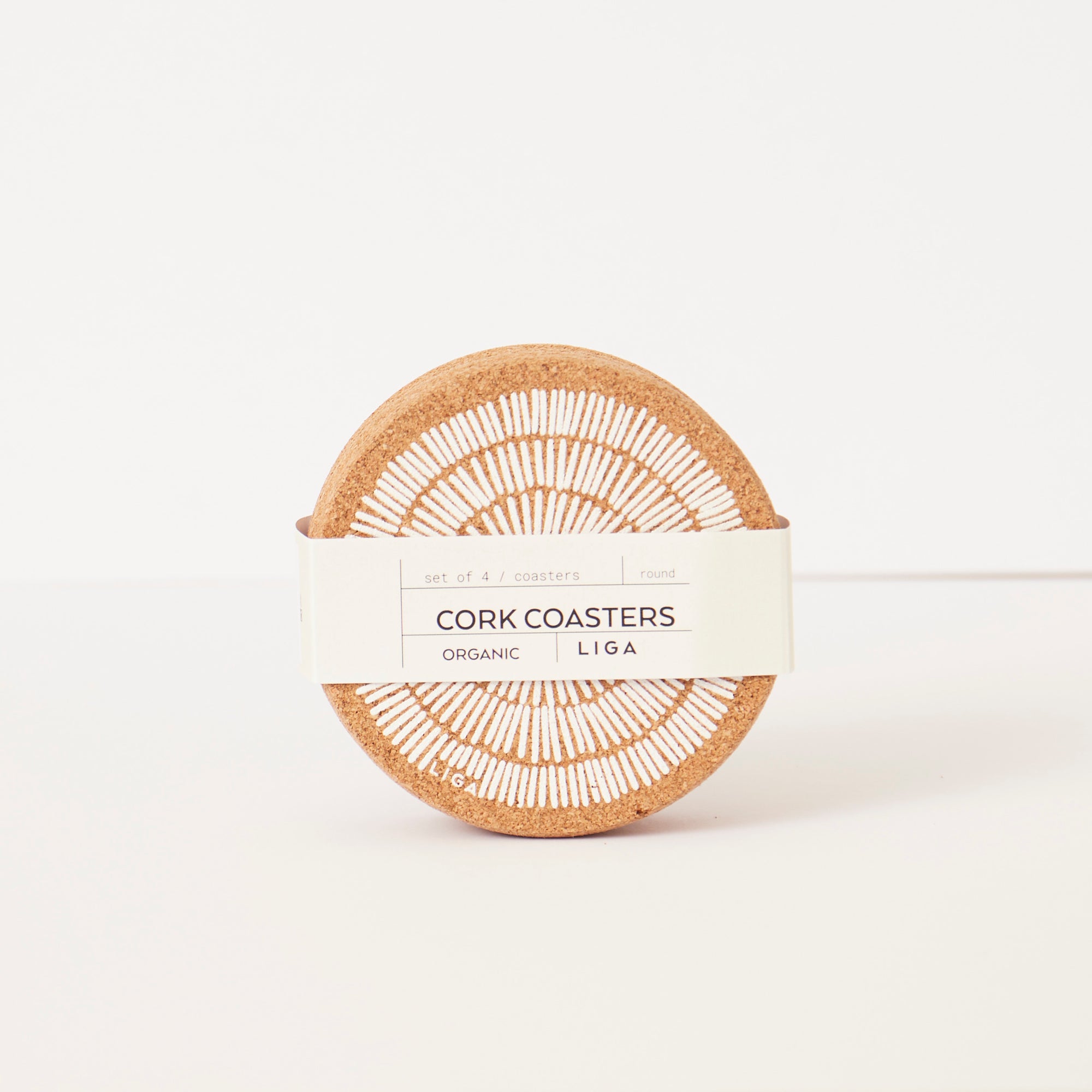 Cork Coasters | Sandy Lines - White