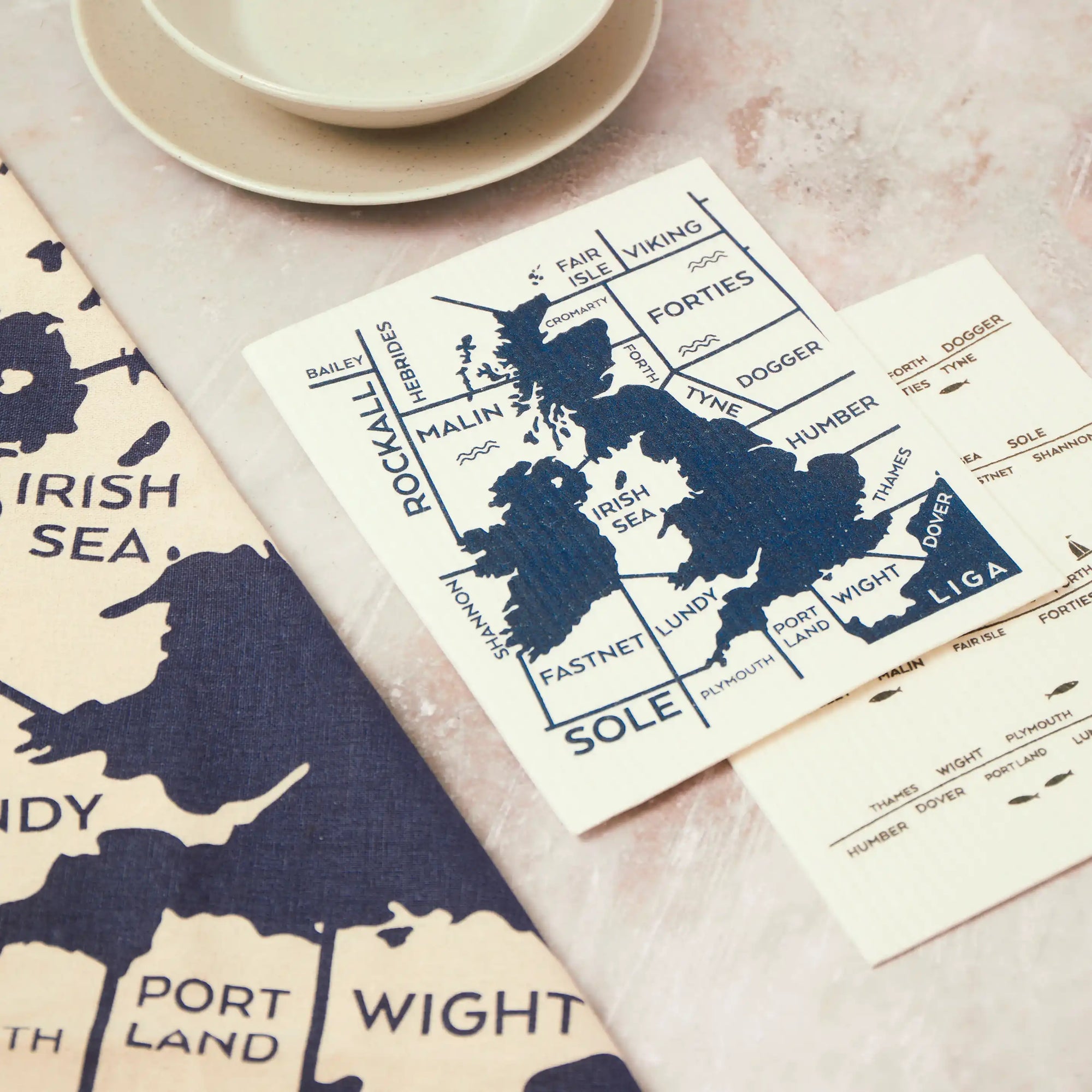 Tea Towel and matching Dishcloths | Shipping Forecast