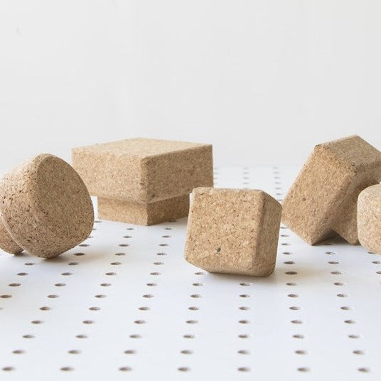 sustainable cork square knobs for doors, drawers and coat hooks