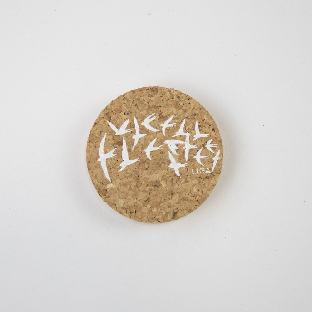 Sustainable cork round magnet. Swallows Design