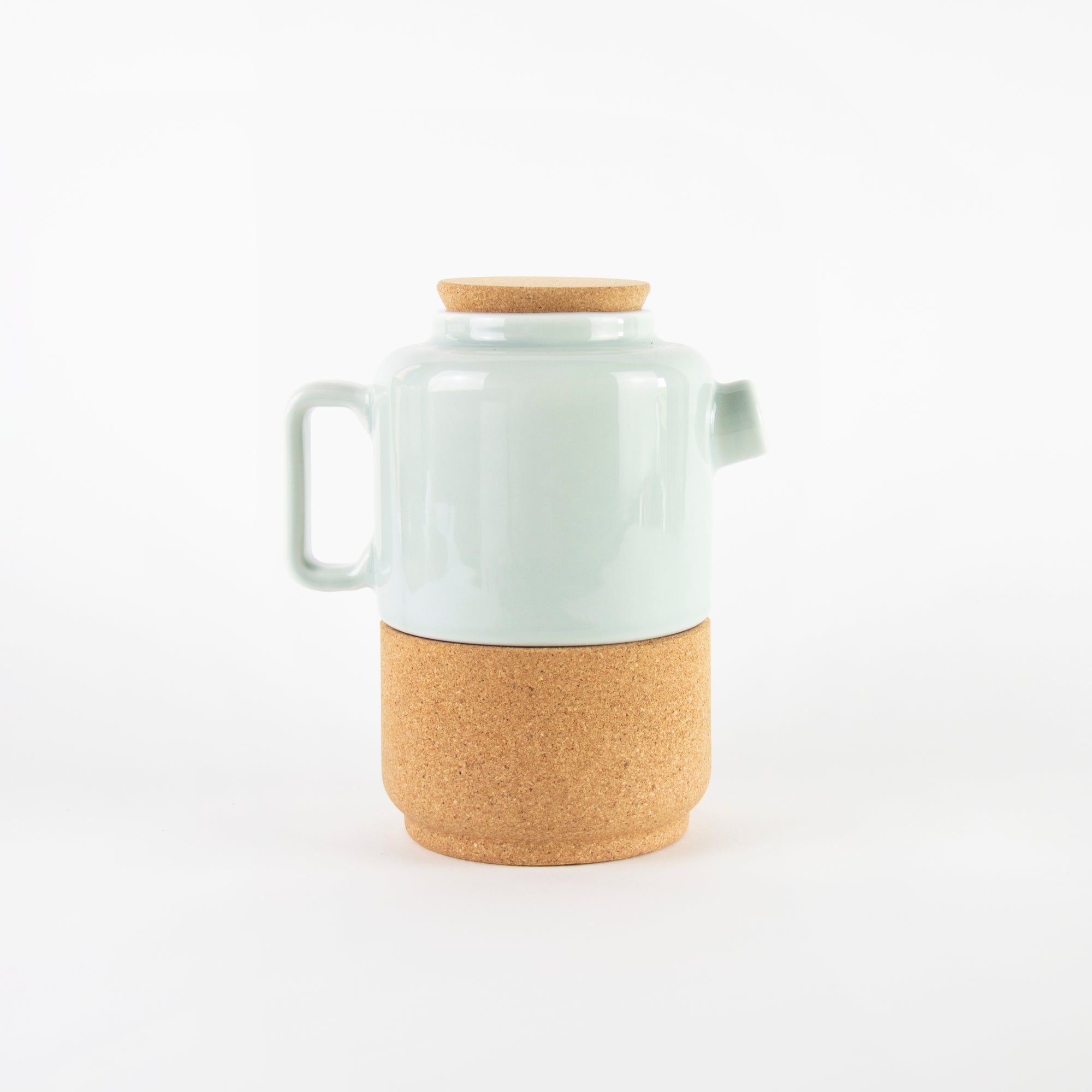 Sustainable ceramic and cork teapot in Aqua