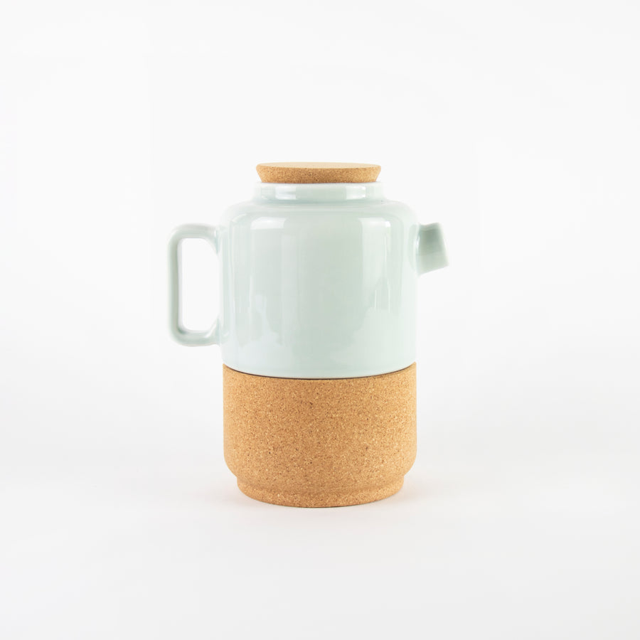 Sustainable ceramic and cork teapot in Aqua