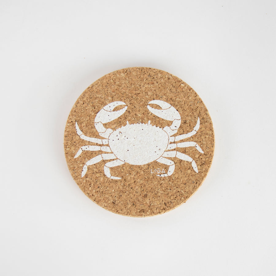 Eco friendly cork Coasters. Crab design