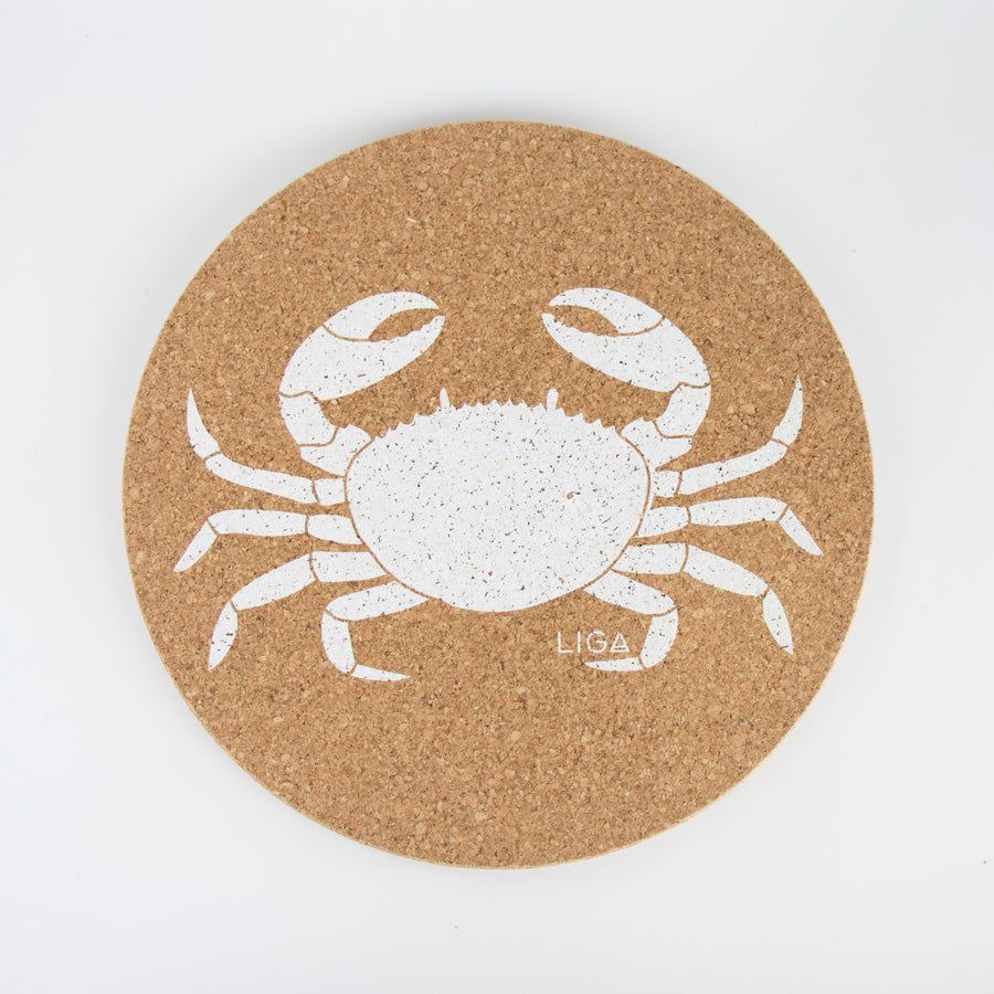 Eco friendly cork placemats + coasters. Crab design