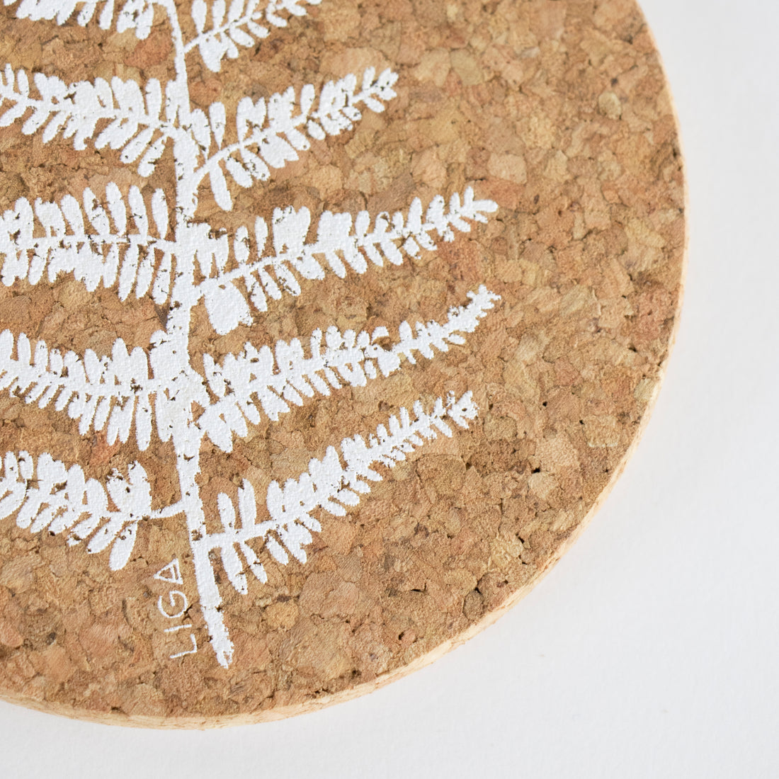 Eco friendly cork coasters. Fern design