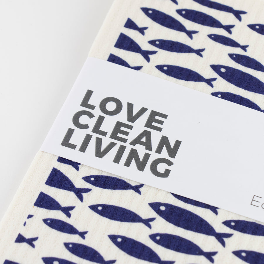 100% compostable dishcloths. Fish + waves
