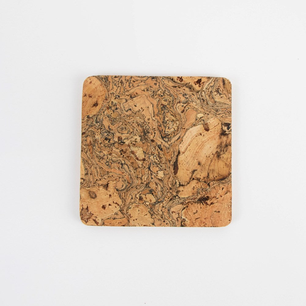 Sustainable ice grey cork square coaster
