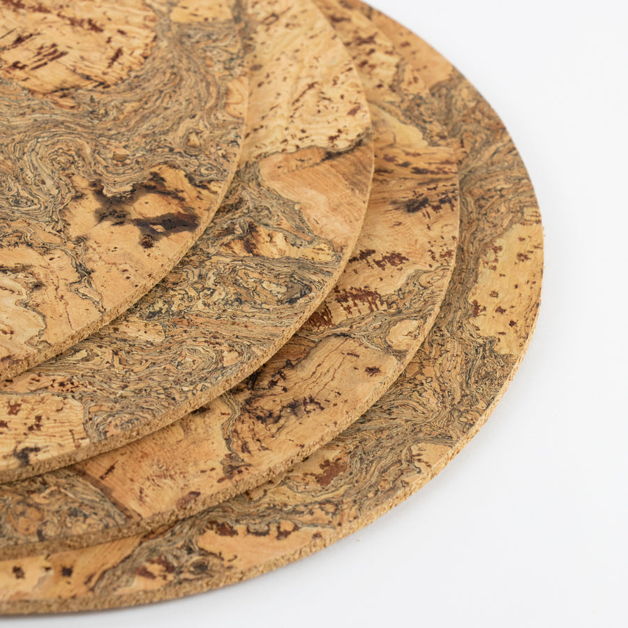 Sustainable cork Ice Grey Round Placemats