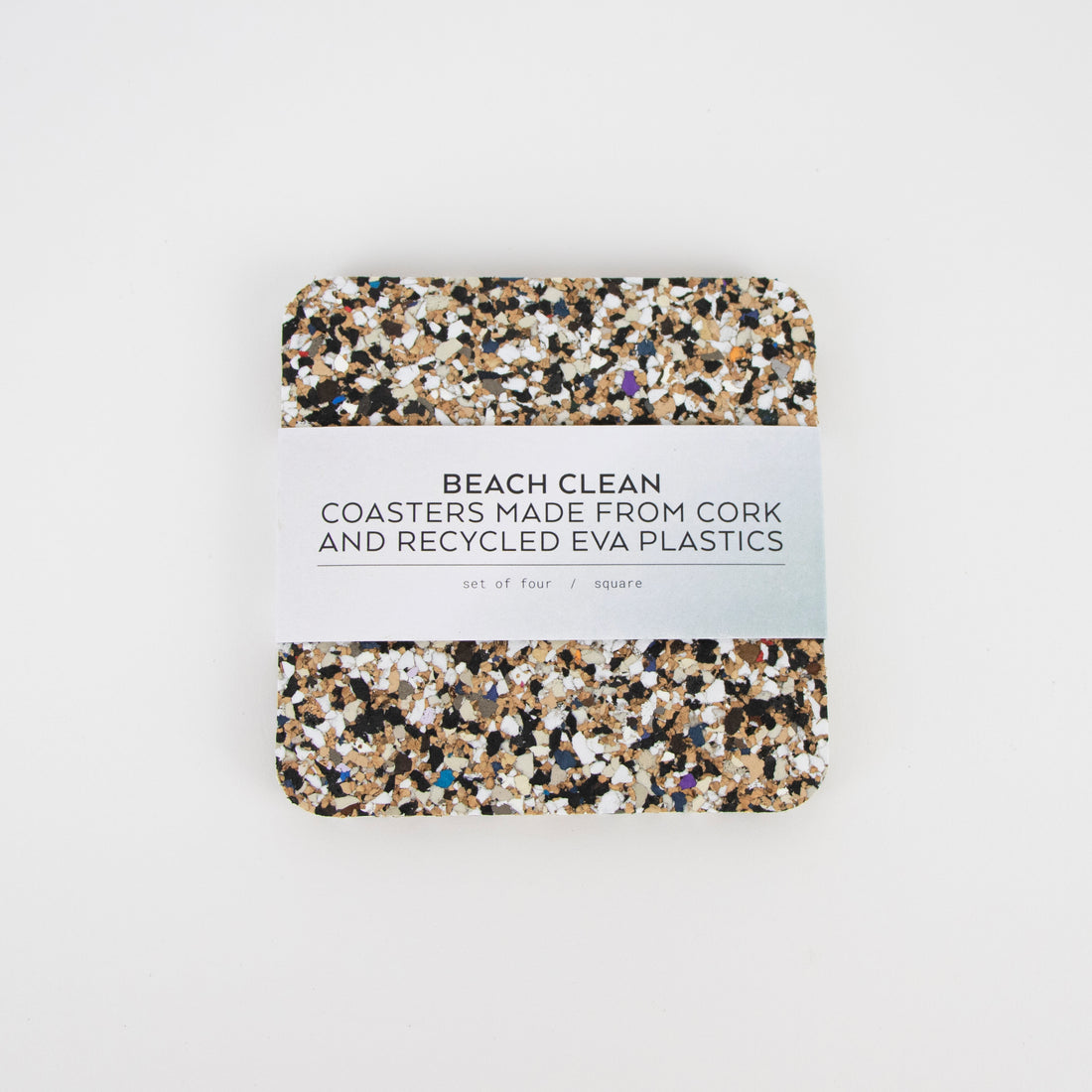 Recycled Beach Clean Square Coasters. set of 4 in wrap