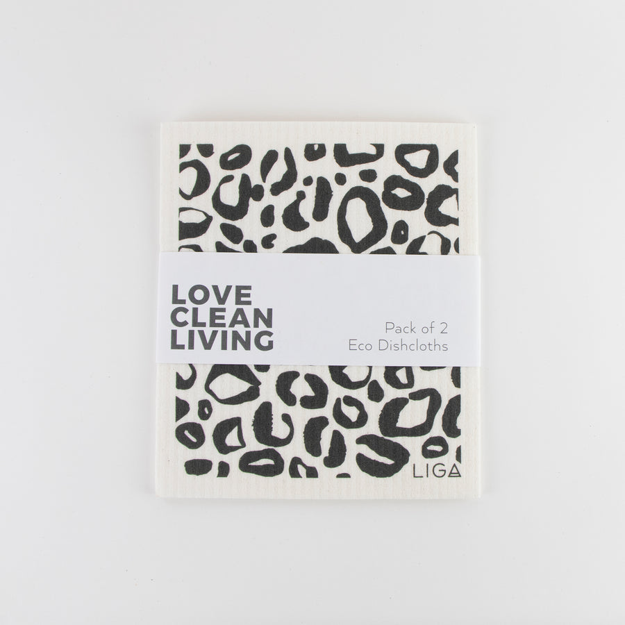 100% compostable dishcloths. Leopard and tiger print