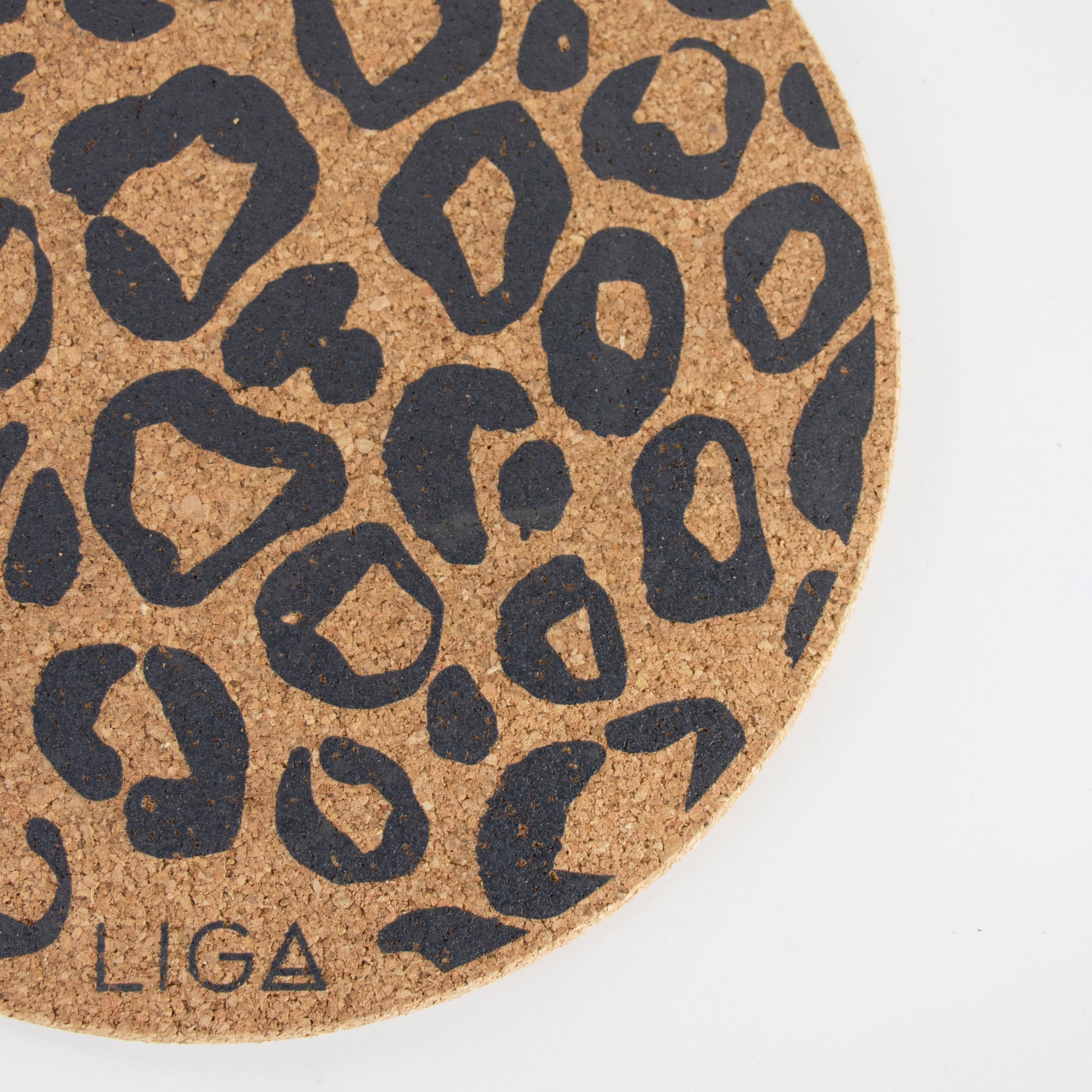 Eco friendly cork placemats + coasters. Leopard Print Design