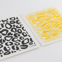100% compostable dishcloths. Leopard and tiger print