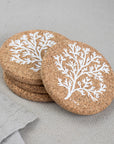Cork coasters with coral design