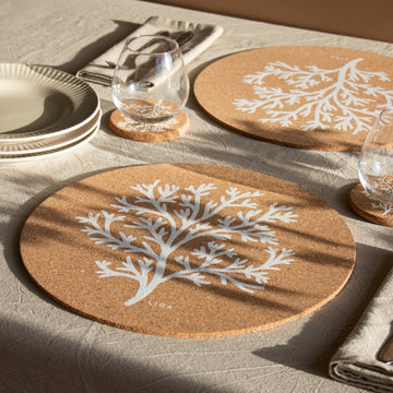 Max cork placemats with coral design