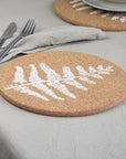 cork placemat with fern design