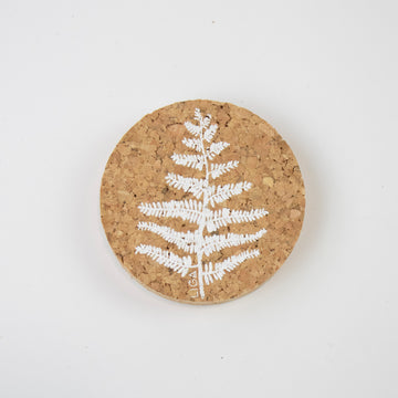Sustainable cork Round Magnet. Fern Design