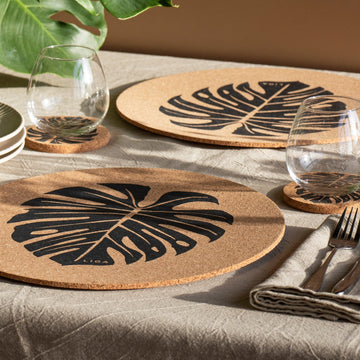 Max cork placemats with monstera design