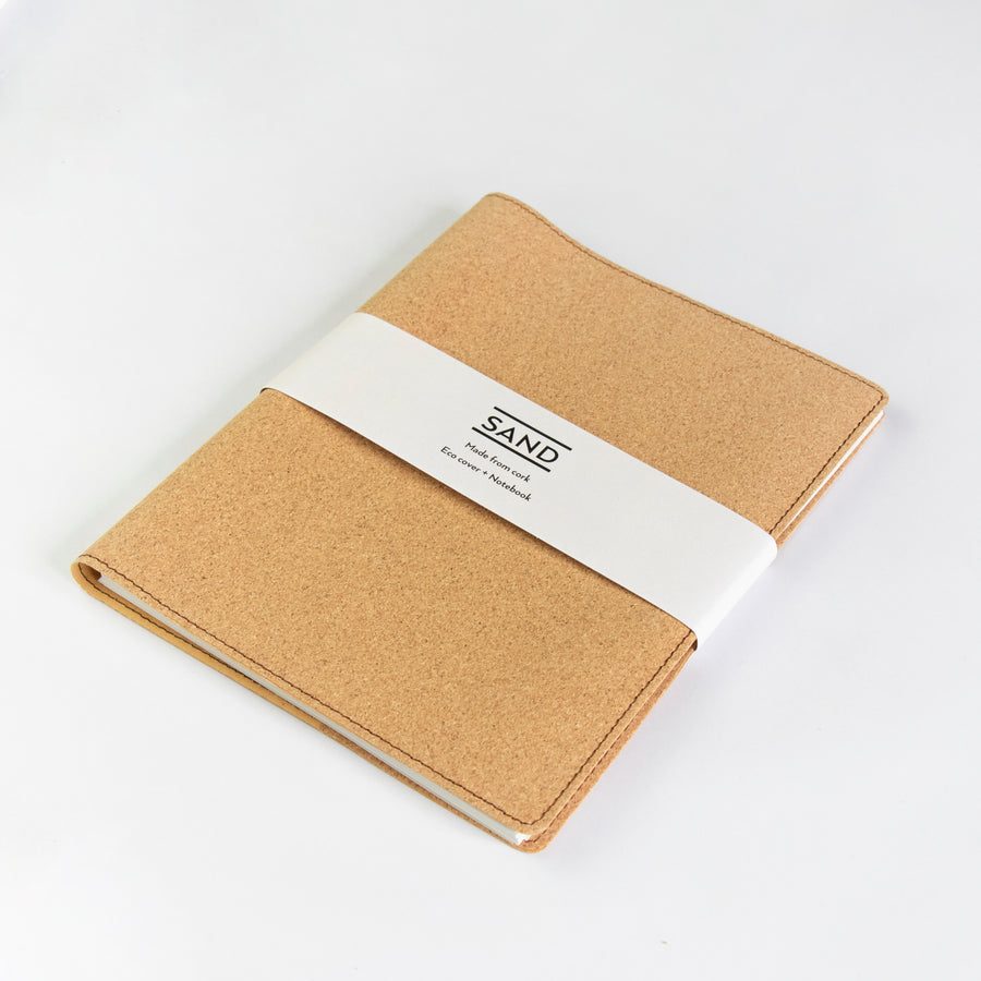 Sustainable cork A5 notebook cover + Refill, sand range
