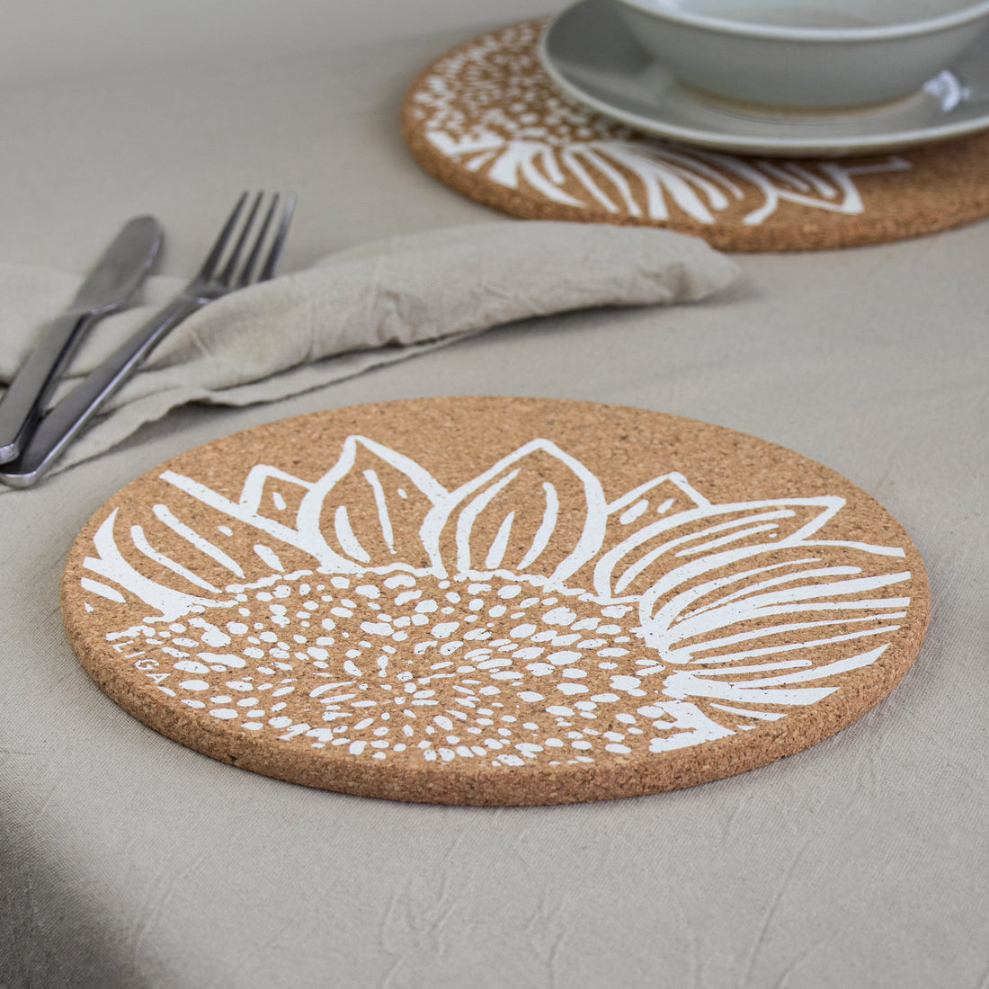 Cork Placemat with Sunflower design