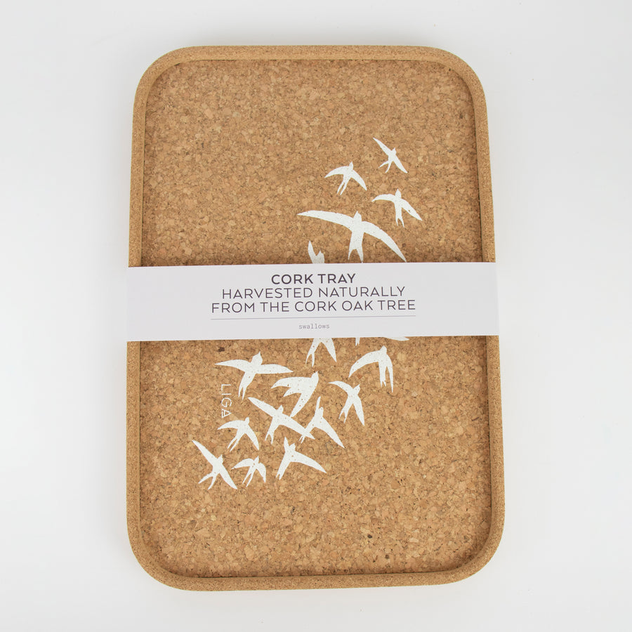 cork tray with swallow design with wrap