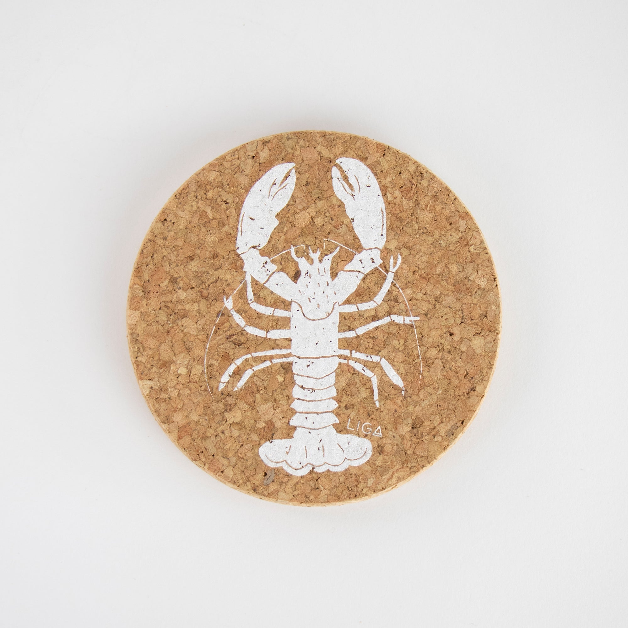 Eco friendly cork coasters. Lobster design