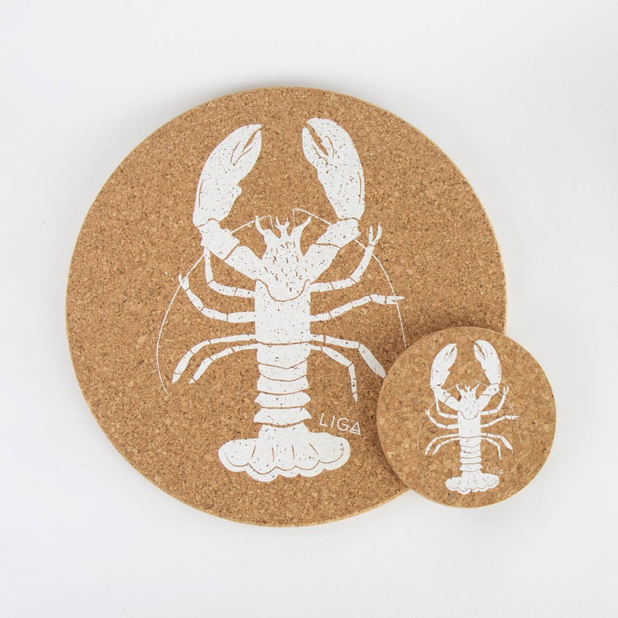 Eco friendly cork placemats + coasters. Lobster design