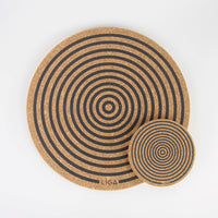 Eco friendly cork placemats + coasters.  Orbit design