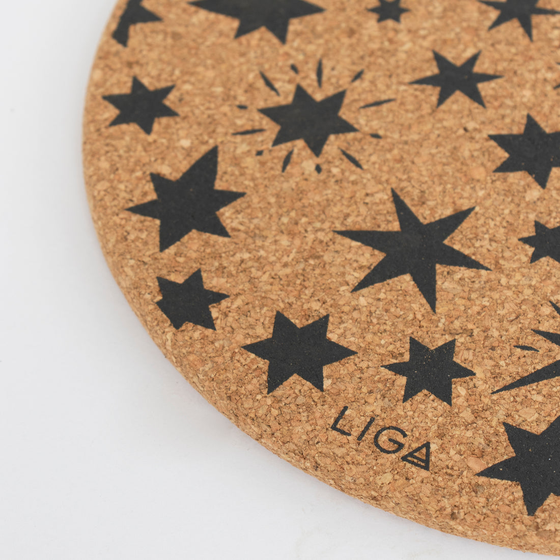 Eco friendly cork placemats + coasters. Grey star design