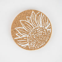 Cork coaster sunflower design