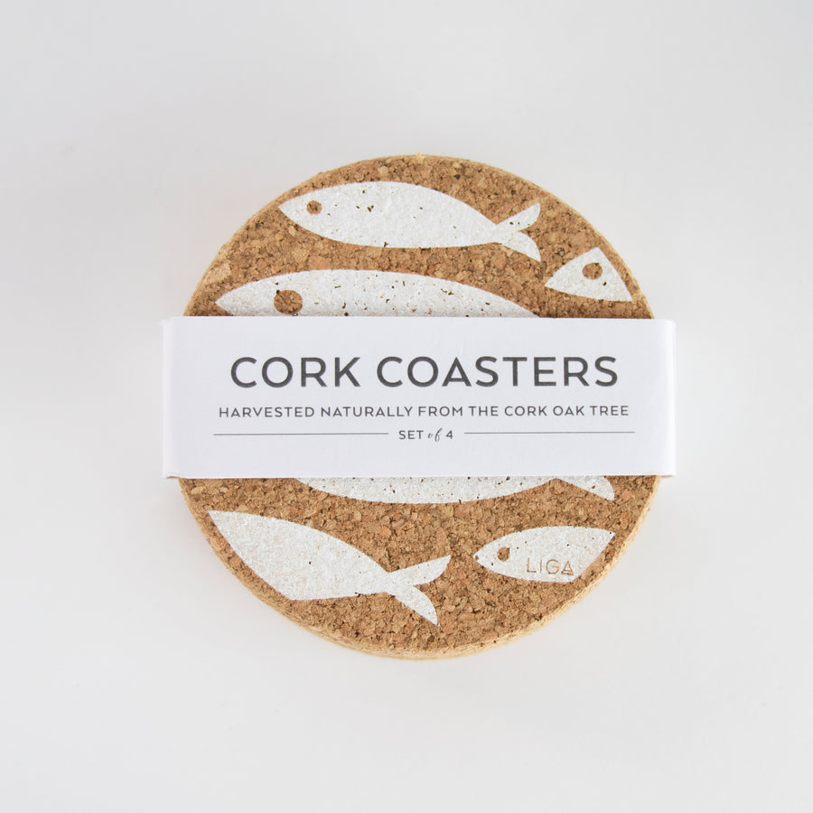 Organic cork coaster. White Fish