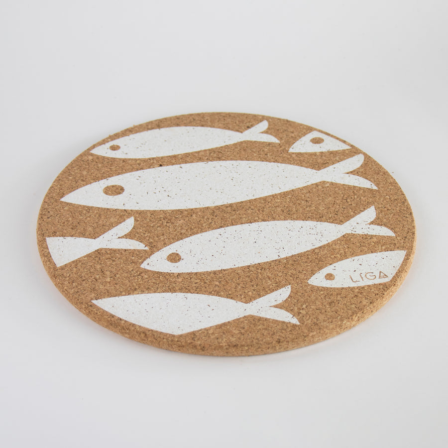 Eco friendly cork placemats + coasters. White Fish Design