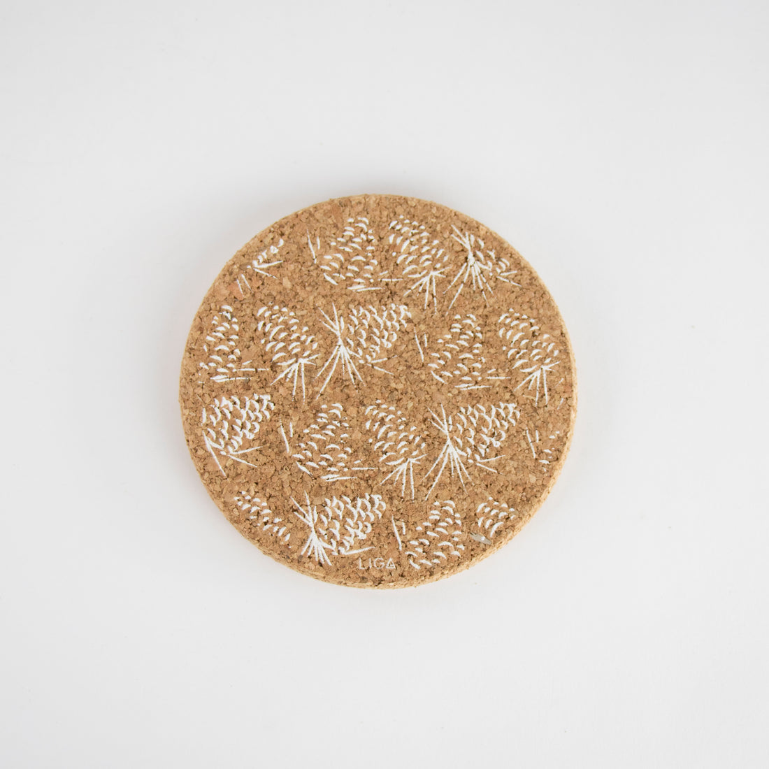 Eco friendly cork placemats + coasters. Pinecone design