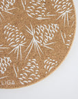 Sustainable cork placemat . Pinecone design