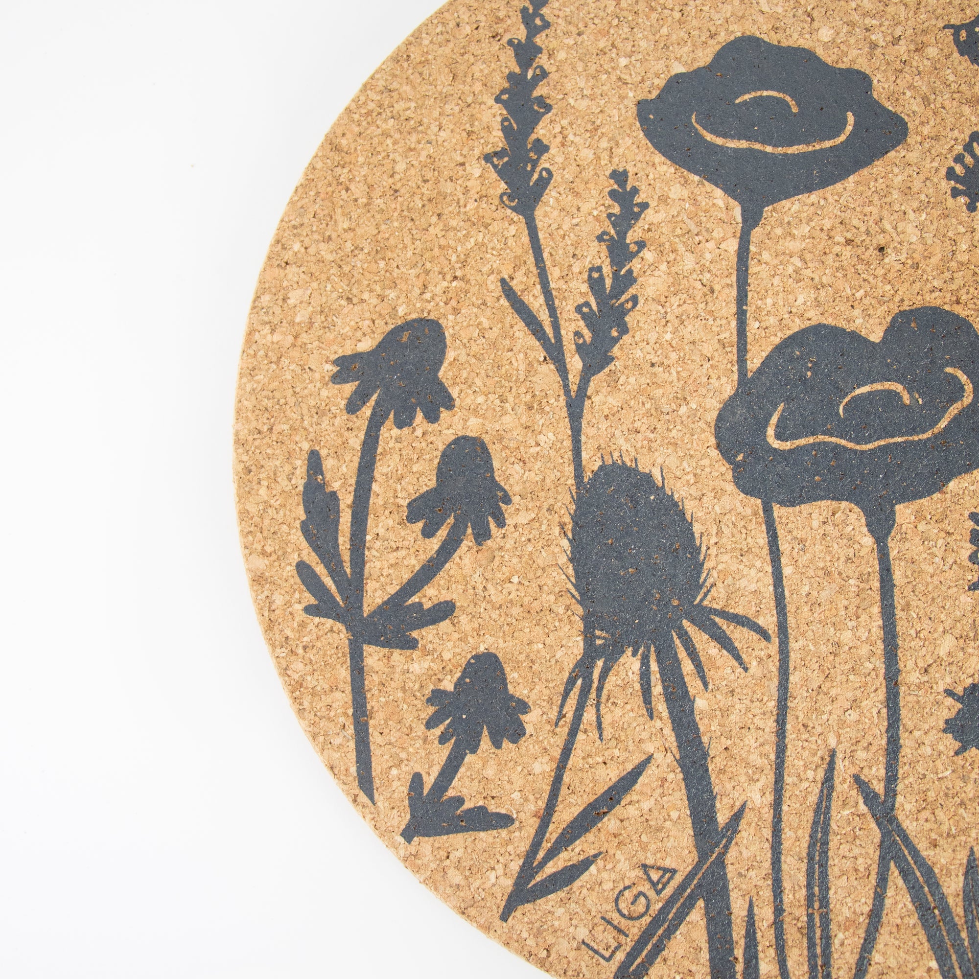 eco cork placemats and coasters. Wildflower design