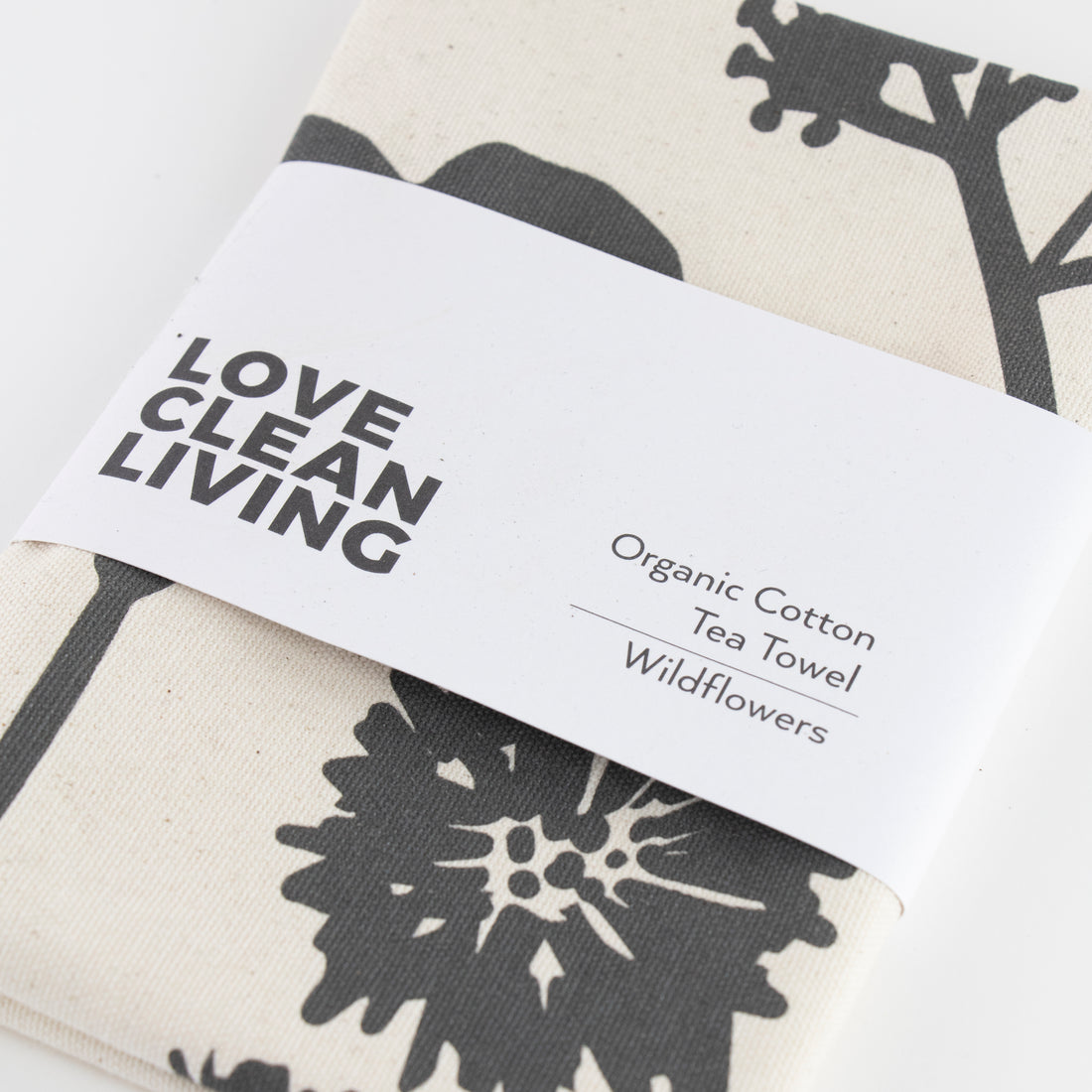 100% organic tea towel with Wildflower design
