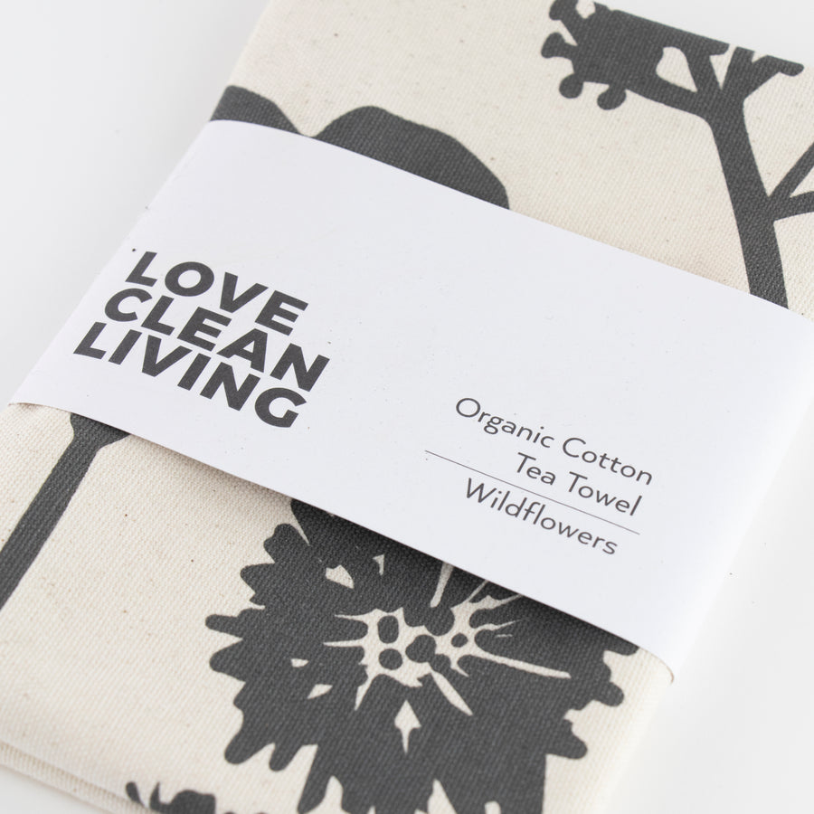 100% organic tea towel with Wildflower design