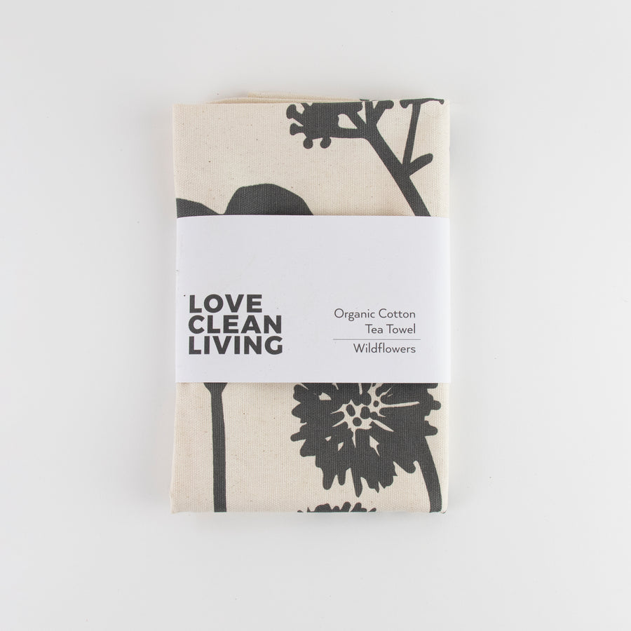 100% organic tea towel with Wildflower design