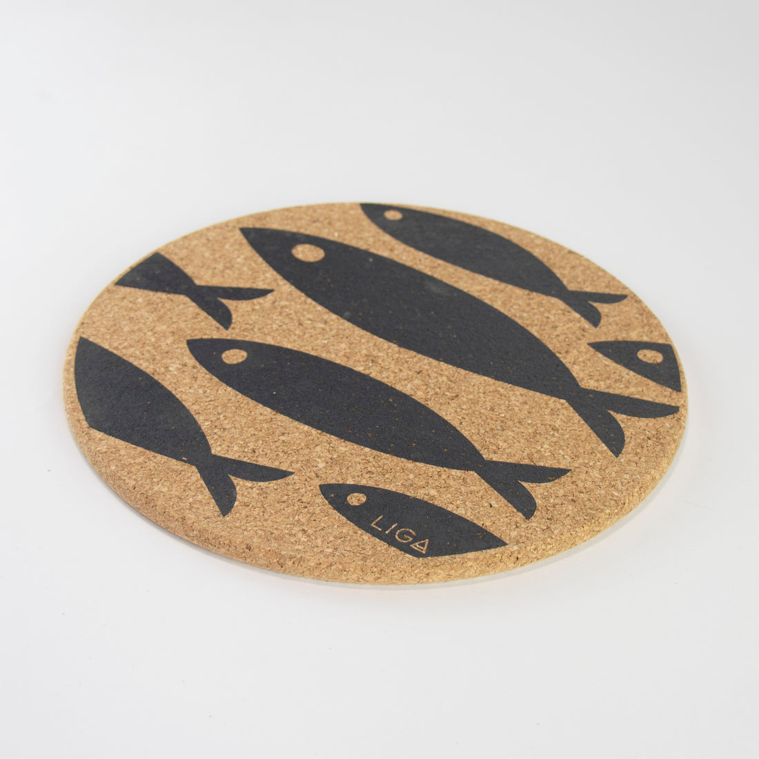 Eco friendly cork placemats + coasters. Grey Fish Design