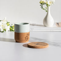 Aqua mug with gyngko cork coaster