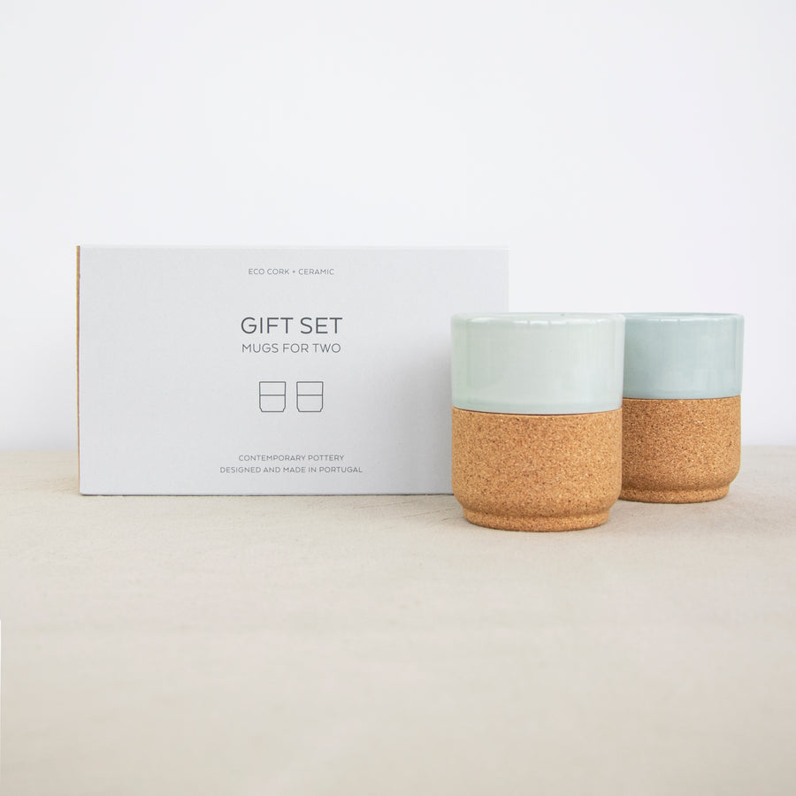 medium coffee mug gift set- aqua with gift box