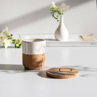Cream Mug with path cork coaster